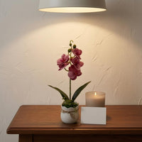 Scalloped Rim Potted Blossom Arrangement Textured Pot Artificial Blossom Plant Rope Bow Simulated Floral Display Indoor