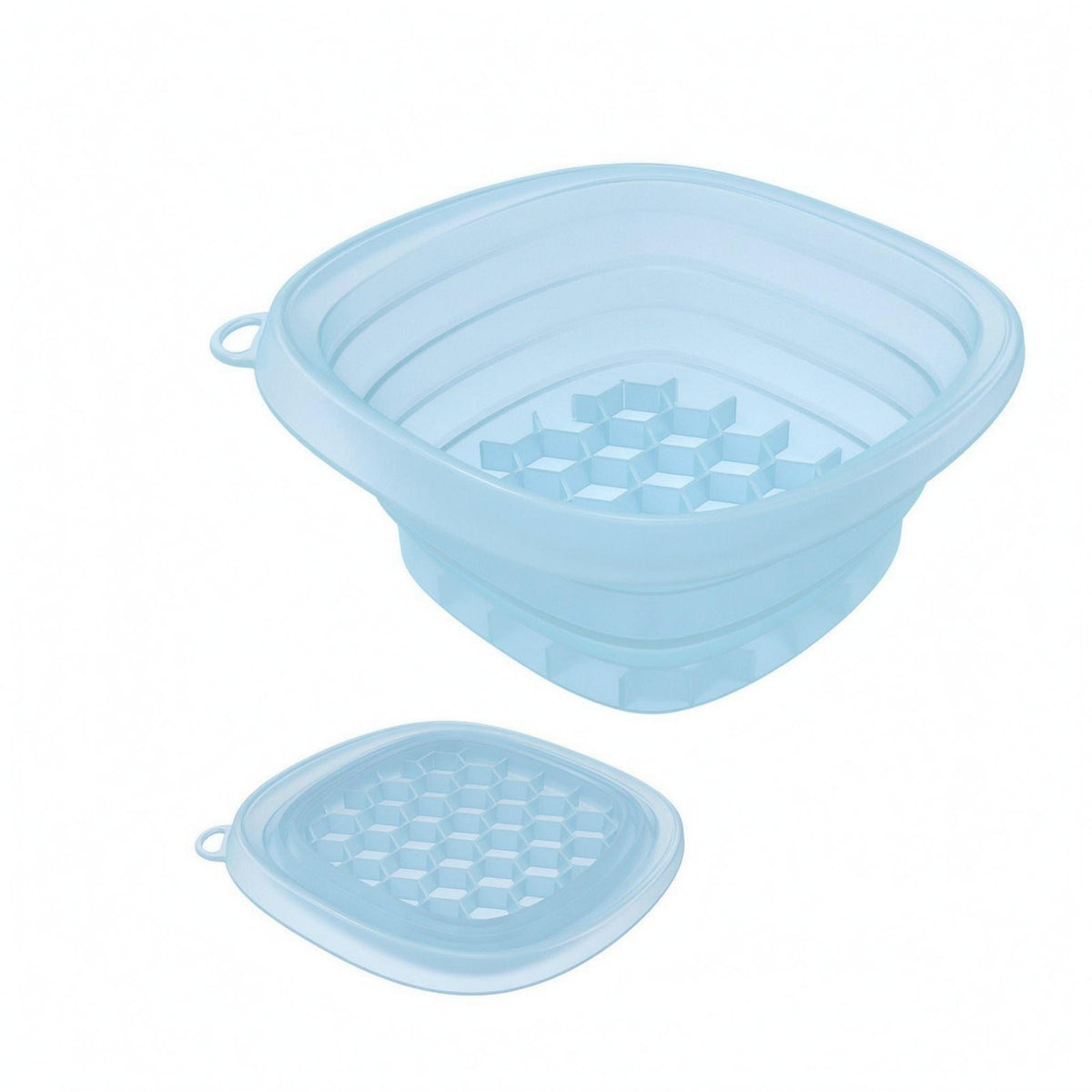Flexible Collapsible Ice Facial Basin Hexagonal Grid Portable Cold Treatment Basin Loop Handle Foldable Silicone Face Bowl Space-Saving