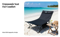 Adjustable Recline Portable Reclining Camp Chair Heavy Duty Frame Folding Recliner Ergonomic Design Outdoor Gear Weather Resistant for Beachgoers, Homeowners, Camping, Fishing, Office, Backyard