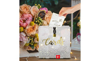Acrylic Event Card Box Hinged Lid Card Holder Box with Lock Elegant Design Frosted Acrylic Wishing Well for Couples, Graduates, Infant Shower