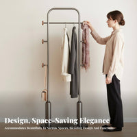 Space Saving Complimentary Standing Valet Stand Minimalist Design Clothing Rack Large Capacity Home Furniture Stable Base for Homeowners, Renters, Adults, Entryway, Living Room, Apartment, Walk-in Closet