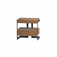 Walnut Color Finish C-Shaped Accent Table Minimalist aesthetic Nightstand Multi-Functional Household Furniture Sturdy Construction for Apartment Dwellers, Home Office Workers, Bedroom, Small Spaces, Living Room, Sofa Side