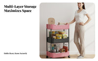 Multi-Tier Storage Rack Versatile Slim Rolling Cart Slim Organizer Trolley 360° Rotating Wheels Mobile Storage Shelf for Office
