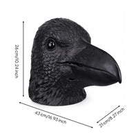 Black Crow Head Mask  Realistic  Crow Face Covering Adult Sized for Cosplayers, Halloween, Theater