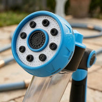 Transparent Reservoir Multifunction Spray Textured Grip Handheld Water Blue Accents Multi Function Water Jet Nozzle