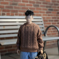 1/6 Scale Sweater Long-Lasting Material 1/6 Scale Figure Clothes Round Neck Doll Top Oversized Fit Miniature Knit Pullover