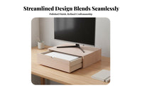 Space-Saving A4 Paper Storage Cabinet Versatile Multi-Use Wooden Desktop Drawer Unit Large Capacity Monitor Riser with Storage Drawer Minimalist Design for Students, Homeowners, Hobbyists, Workspace, Study Room, Countertop, Nightstand