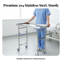 Stainless Steel Mayo Stand Resistant Rolling Instrument Table 360-Degree Rotating Casters Adjustable Medical Tray Stand for Doctors, Medical Facility
