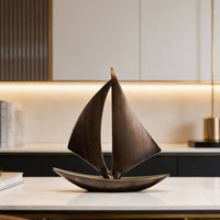 Wooden Sailboat Ornament Tabletop Wooden Sailboat Model Desktop Sailing Boat Display for Living Room, Entryway