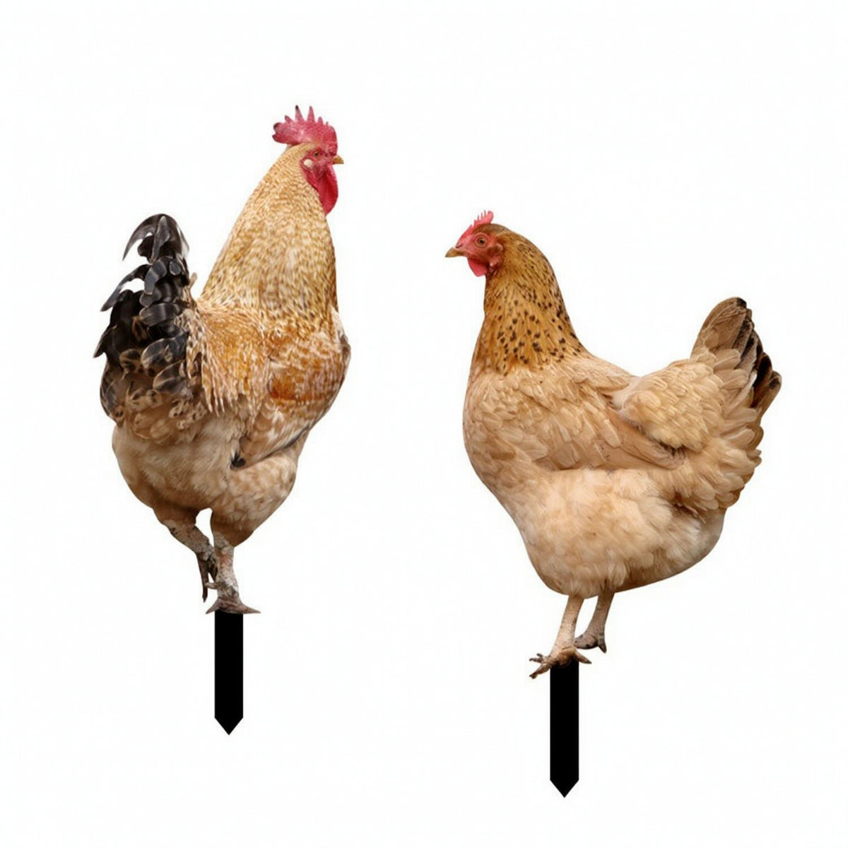 2 Pieces Chicken Silhouettes with Ground Stakes Acrylic Chicken Garden Stake Animal-Themed Outdoor Decorations Black