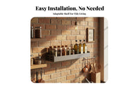 Drillwithout Installation Seasoning and Utensil Wall Rack Multi-Functional Wall-Mounted Rack with Hooks Multifunctional Kitchen Organizer Easy to Install for Renters, Home Cooks, Homeowners, Pantry, over Cooktop