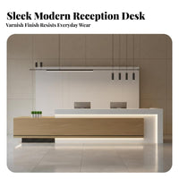 Reception Desk Lacquered Finish Modern Reception Desk Sturdy Construction Checkout Counter for Receptionists, Retailers, Hotel, Medical Office
