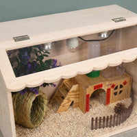 Wooden Pet House Breeding Box with Sliding Acrylic Panel, Large Nursery Box Quail Habitat, Transparent Bird Breeding House Wooden Guinea Pig Cage