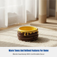 Ceramic Cat Water Bowl, High Foot, Honey Pot Shape, Deep Large Capacity, Spill-Resistant
