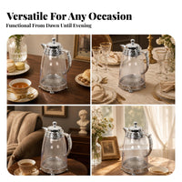 Transparent Decorative Serving Jug Embossed Glass Jug with Lid