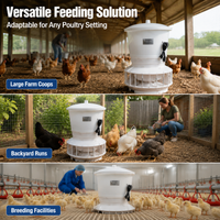 Automatic Chicken Feeder, Metal Poultry Feeder for Backyard Hens, No Waste Chicken Feeders and Drinkers