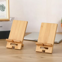 Wooden Phone Stand Handshands-off Desktop Phone Holder Wooden Stand with Ledge Minimalist Angled for Desk, Screen Calls