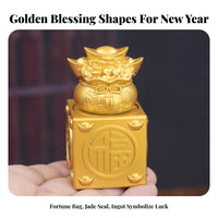 Feng Shui Chinese Wealth Seal Auspicious Design Chinese Fortunate Wealth Bag 360° Rotatable for Office Workers, Home Decor