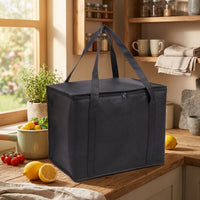 Cool Bag and Insulated Box for Hot Cold Food, Large 30*25*25cm Cool Box for Shopping Bags, Foldable Food Delivery Bag, Handheld Delivery Bag