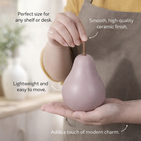 Living Room Decor White Porcelain Ceramic Pear Figurine, Modern Minimalist Fruit Ornament for Desktop and Office, Elegant Decorative Piece