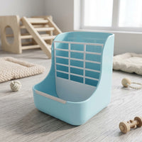 Small Animal Hay Feeder, 2-in-1 Hay Feeder, Spring-Loaded Hay Rack and Food Bowl for Chinchilla, Anti-Waste Design, 13x13x15.9cm