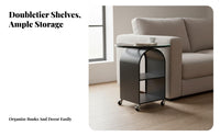 Mobile with Wheels Rolling Side Stand Tempered Glass Surface 3-Tier Rolling Stand Space-Saving Design End Table Small Footprint for Apartment Dwellers, Homeowners, Office Workers, Living Room, Bedroom, Balcony, Kitchen