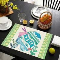 Easter Placemat Decorative Bunny and Egg Kitchen Dining Mat Non-Slip Bunny Table Mat Spring Table Decoration for Indoor Holiday Party Decor