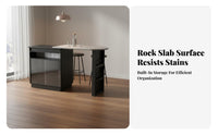 Minimalist Design Extendable Bar Table with Storage Space Saving Sintered St Single Top Bar Counter Spacious Countertop Multifunctional Room Divider Easy to Clean for Small Apartment Dwellers, Homeowners, Families