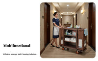 Multifunctional Hotel Cart Easy Mobility Housekeeping Cart Large Capacity Hotel Cleaning Trolley for Housekeepers, Janitors, Office Building, Hospital