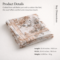 Floral Print Headscarf for Women Lightweight, Square Neck Scarf Autumn Winter Wear, Kerchief Wrap 90x90cm for Adult