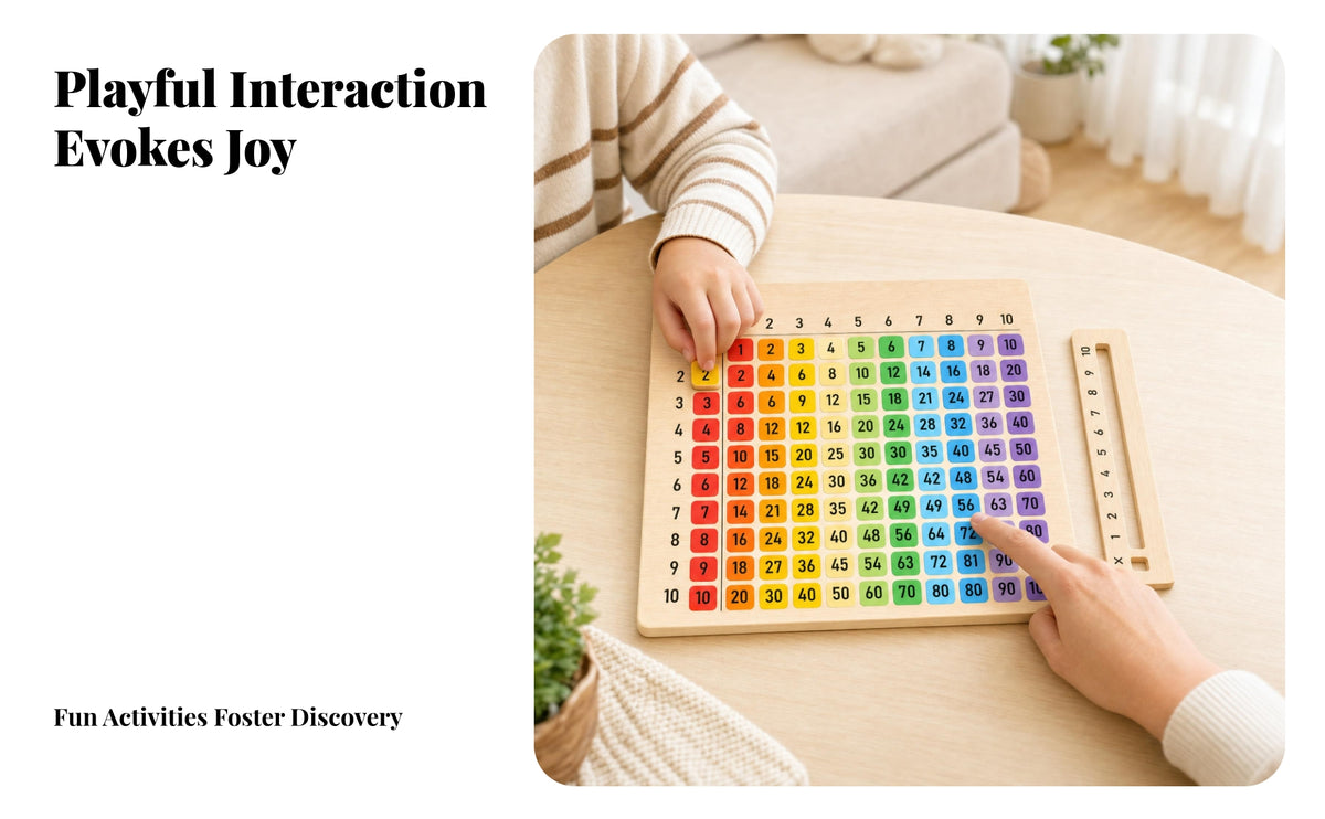 Color-Coded Multiplication Board Natural Wood Finish Sliding Practice Board Wooden Multiplication Game Tactile for Children