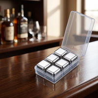 Home Bar Stainless Steel Whisky Stones for Chilled Drinks, Premium Men's Gift with Silicone Clip and Box, 12 Pack Food Grade Party Supplies