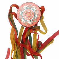 Streamer Frame Drum Tambourine Tassel Long Ribbons Dance Prop Traditional Percussion Instrument Decorative Design Suitable for Dance Recitals Belly Dance Folk Dance
