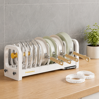 Lid Stand Frying Pan Storage Extendable 60cm Under Sink Drawer Kitchen Rack HIPS+Stainless Steel