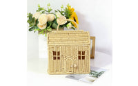 House-Shaped Basket Handwoven Wicker Storage Basket Hand-Woven Decorative for Gift Presentation, Shelf
