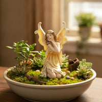 Kneeling Fairy Statue Whimsical Fairy Figurine with Appendages Elegant Ornament for Gardeners, Collectors, Bonsai