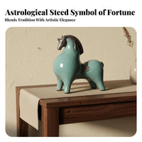 Tang Horse Figurine Symbol of Good Fortune Tang Design Horse Ornament Compact Size for Collectors, Business Owners, Entryway, Beverage Cabinet