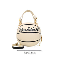 Basketball-Shaped Purse Faux-Leather Basketball Handbag Sporty Crossbody Shoulder Bag with Shoulder Strap for Concerts