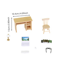 1:12 Scale Office Furniture Handcrafted Dollhouse Desk and Chair Set Holiday Gift Wooden Dollhouse Furniture Set for Hobbyists, Collectors