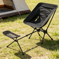 Aluminum Alloy Moon Chair Footrest Black Metal Frame Adjustable Footrest