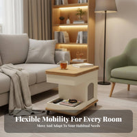 Foldable 3-Tier Rolling End Table Height Adjustable Mobile Furniture Space-Saving Storage Trolley Multi-Purpose Use for Small Apartment Dwellers, Home Organizers, Homeowners, Living Room, Bedroom, Office, Kitchen