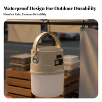 Waterproof Solar Camping Light Rechargeable LED Lantern Emergency Power Bank Light for Night Market Vendors, Hikers, Fishermen, Hiking, Fishing