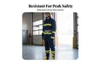 6 Pieces Heat Insulating 6 Piece Firefighter Suit Reflective Strips Retardant Firefighter Outfit Waterproof Fire Protection Clothing Breathable Material for Firefighters, Safety Trainees, Firefighting, Industrial Sites