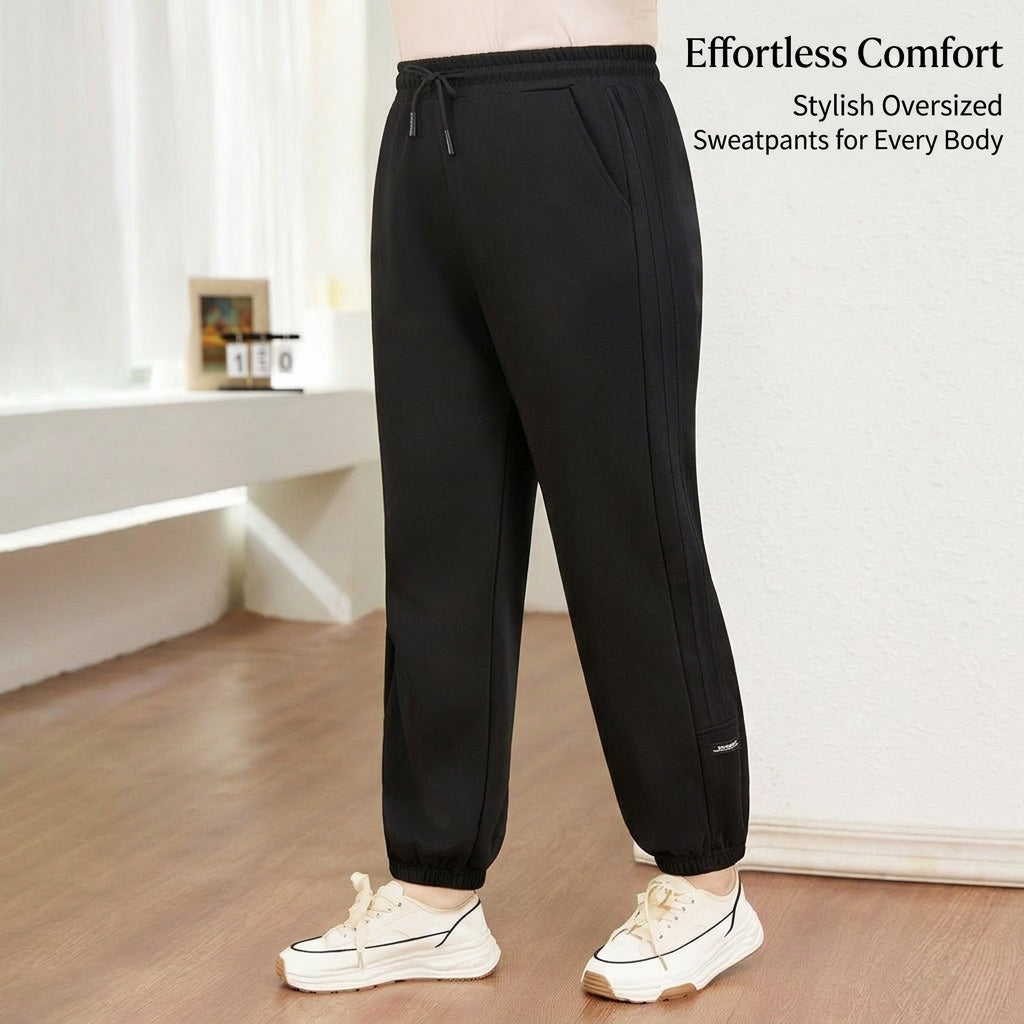 Joggers for Women UK with High Waist and Drawstring, Cuffed Tracksuit Bottoms in Polyester Blend, Baggy Fit Ladies for Sports and Work