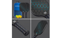 2 Pieces Carbon Fiber Pickleball Paddle Set Beginner-Friendly Pickleball Paddle Set with Balls Long-Lasting Sporting Goods Portable for Outdoor Courts