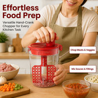 Vegetable Chopper 500ml, Manual Food Puree Maker with Crank Handle, Compact Chopper for Campers & Student Food Prep