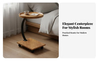 U-Shaped Bedside Table Lamp Elegant Portable Side Table Modern Design Rolling Storage Rack for Apartment Dwellers, Adults, Hospital, Living Room