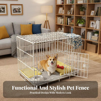 Space-Saving Indoor Dog Kennel with Tray Easy to Clean Wire Dog Crate with Tray Heavy Duty Frame Metal Wire Pet Crate Secure Latch System for Cat Owners, Home Use