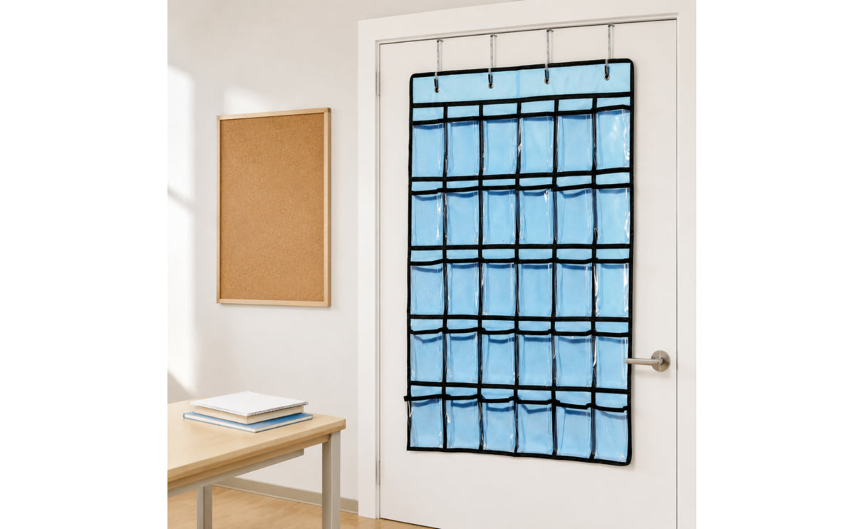 Hanging Classroom Pocket Chart Transparent Pockets Classroom Pocket Chart Nonwoven Material for Teachers