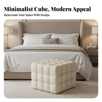 Cube Pouf Italian Design Ottoman Geometric Shape for Bedroom, Homeowners, Adults